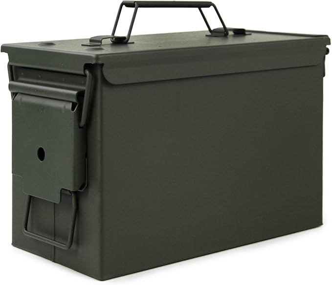 GUGULUZA Metal Ammo Can 30/50 Cal, Lockable Bullet Storage Case, Waterproof & Airtight Containers Box with Flip Top for Long-Term Storage Shotgun, Rifles, Pistols Ammunition by GUGULUZA