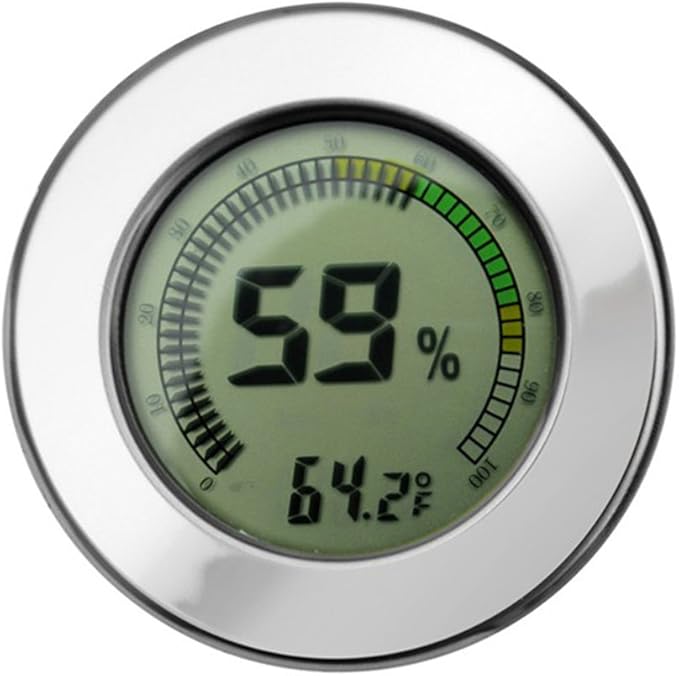Prestige Import Group - 2.5" Digital Mountable Hygrometer w/Calibration for Cigar Humidors - Color: Silver by PrestigeImportGroup