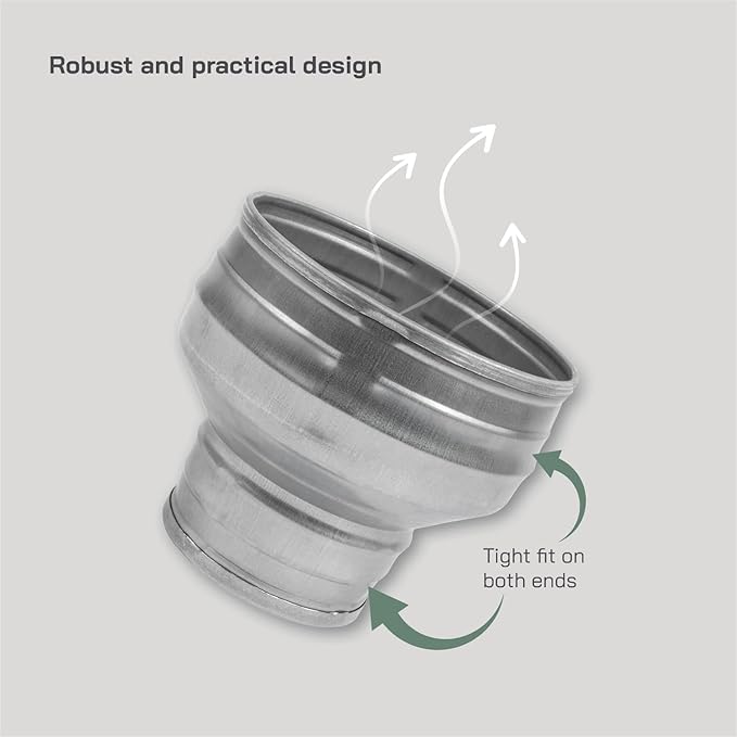 Vent Systems 5" Inch to 3" Inch Duct Reducer Adapter Connector Fitting Pipe Increaser Reducer Cone for HVAC Ventilation Systems, Exhausts and Grow Tents. (Galvanized Steel, 125 to 80 mm) - Image 4