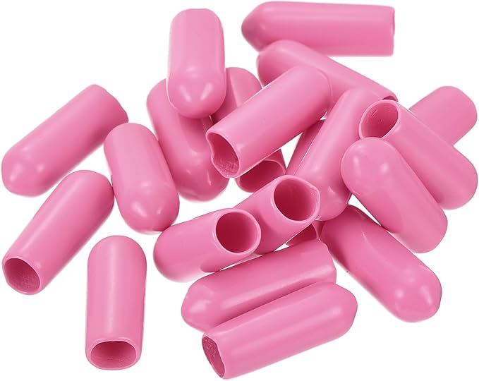 uxcell 20pcs Rubber End Caps 5mm(3/16 inch) ID Vinyl PVC Round Tube Bolt Cap Cover Screw Thread Protectors Pink - Image 4