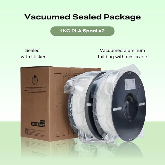 Creality 3D Printer Filament, 1.75mm Bundle 2kg PLA Printer Filament, Dimensional Accuracy +/- 0.02mm, No-Tangling Strong Bonding & Overhang Performance, Fit Most FDM Printer (Black & White 2-Pack) - Image 8