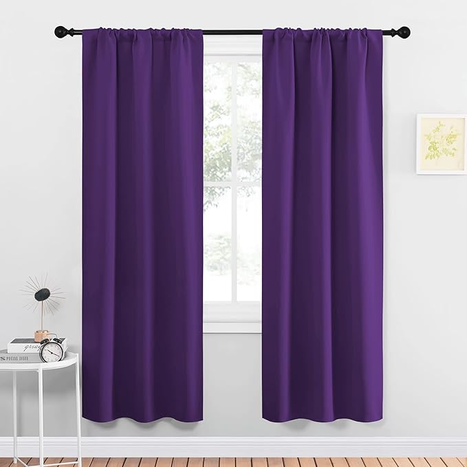 NICETOWN Blackout Curtains for Living Curtains, Triple Weave Home Decoration Thermal Insulated Solid Blackout Curtains & Drapes for Nursery (Set of 2, 34-inch x 72-inch, Royal Purple) by NICETOWN