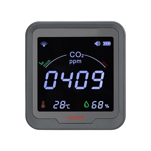 VEVOR Carbon Dioxide Monitor, CO2 Controller with Temperature and Humidity Display, NDIR Sensor Carbon Dioxide Detector, for Outdoors, Home, Office, Car, Wall-Mounted Use - Image 9