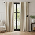RYB HOME 100% Blackout Linen Textured Curtains 96 inches Long, Thermal Insulating Privacy Energy Saving for Bedroom Living Room Window Office Theater Dining Nursery, W 52 x L 96 in, Linen, 2 Panels by RYBHOME