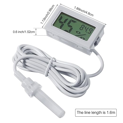 Weewooday Mini Digital Temperature Humidity Meters Gauge with Probe Gauge LCD Fahrenheit Display Thermometer Hygrometer for Incubator Reptile Plant Greenhouse Chicken Coop Garden(White, 3 Pieces) - Image 2