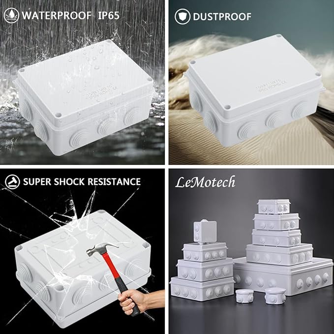 LeMotech ABS Plastic Dustproof Waterproof IP65 Junction Box Universal Electrical Project Enclosure White 5.9 x 4.3 x 2.8 inch (150 x 110 x 70 mm) - Image 8