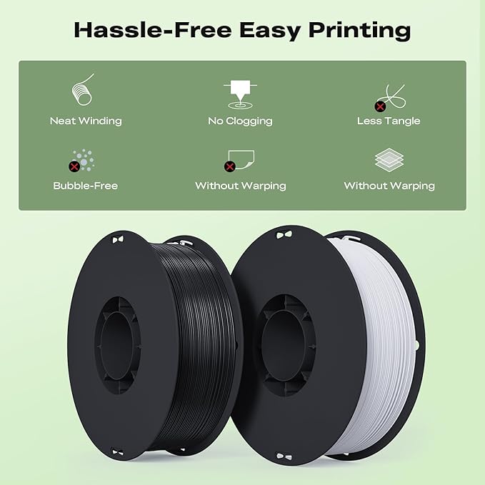 Creality 3D Printer Filament, 1.75mm Bundle 2kg PLA Printer Filament, Dimensional Accuracy +/- 0.02mm, No-Tangling Strong Bonding & Overhang Performance, Fit Most FDM Printer (Gray & White 2-Pack) - Image 5