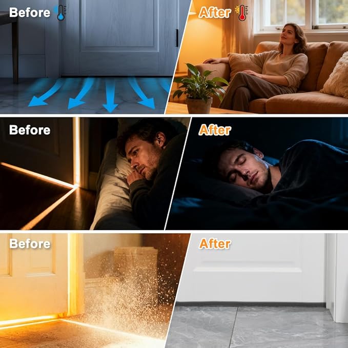 Weather Stripping - Door Seal Strip Draft Stopper Self Adhesive 0.4" x 1.2" x 6.6' Soundproof, Dustproof, Draft Blocker, Door Insulation Strip, Against Cold Air for Winter - Image 7