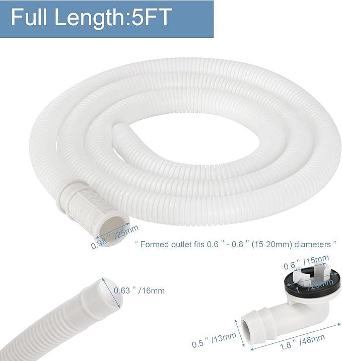 HOXHA 5 Ft Air Conditioner Drain Hose Kit Plastic Tubing for AC Condensate Flexible Durable Drain Hose for Mini Split AC Portable AC Washer Dishwasher Faucet - Image 2