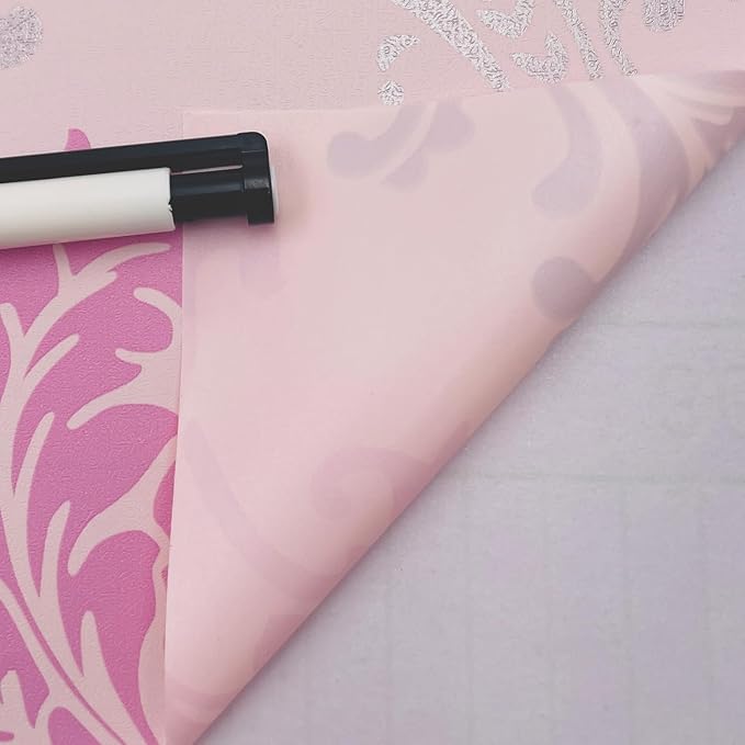 Yifely Vintage Pink Damask Self-Adhesive Shelf Drawer Liner Moisture Proof PVC Mat 45x300cm - Image 7