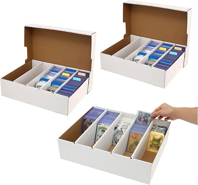 Sports Card Boxes 3900-12000 Count Cardboard Card Storage Box White Bulk Card Storage Baseball Card Boxes with 24 Dividers Sports Cards Storage Box for Card Game Baseball Card Storage Boxes by Unknown
