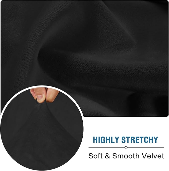 H.VERSAILTEX Velvet Stretch Individual Couch Cushion Cover Plush Slipcover for Loveseat Sofa Furniture Protector Seat Cover (1 Piece Loveseat Cushion Cover, Black) - Image 5