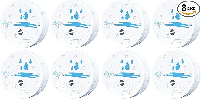 8 Pack Water Leak Detectors for Home, 100dB Waterproof Water Sensor Alarm Leak Detector for Basements, Bathrooms, Laundries, Sinks, and Windows(Battery Included) by Unknown