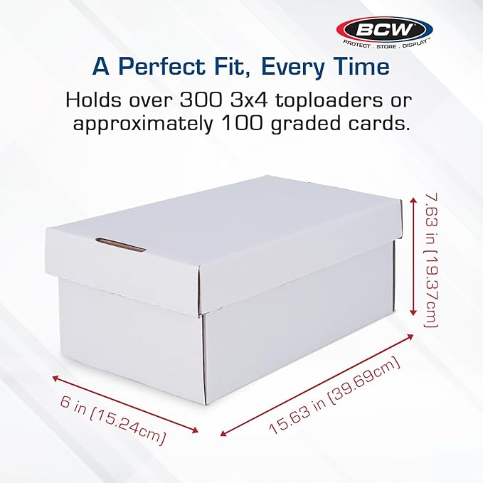 BCW 10ct Graded Shoe Box - Card Storage Holds 300 Toploaders & 100 Graded Cards - Image 3