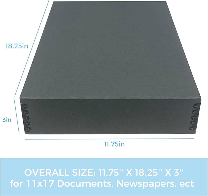 Lineco Museum Archival Storage Box, 11.75x18.25x3 in. Drop Front Design. Acid-Free with Metal Edge. Organize Photos, Pictures, Prints, Documents, Crafts, DIY. Gray, 2 Pack - Image 2