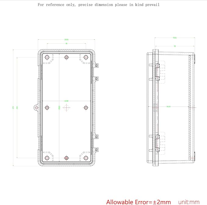 Junction Box, Hinged Black Clear Cover IP67 Waterproof ABS Project Box with Mounting Plate Electrical Box Enclosure with Wall Bracket 10.6 x 5.1 x 4.3inch(270x130x110mm) - Image 6