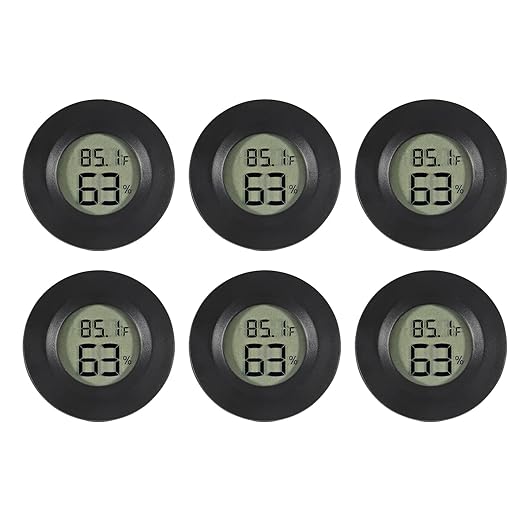 6-Pack Mini Hygrometer Thermometer Digital LCD Monitor Indoor/Outdoor Humidity Meter Gauge Temperature for Humidors Home Greenhouse Babyroom Reptile Incubator by DWEII