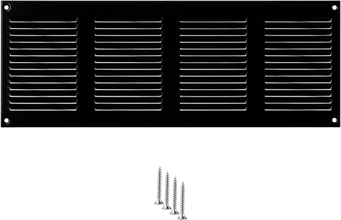 14x4 Vent Cover (Duct Opening) - Black HVAC Return Air Grille for Wall and Ceiling - Metal AC Vent Cover with Mesh - Rectangular Ventilation Register - External Dimensions: 15.75" W x 5.91" H by TURvent