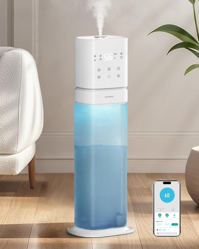 Smart Humidifier Large Room, 2.1Gal/8L Humidifiers for Bedroom with Extended Tube&Night Light, Whole House Cool Mist Humidifiers, WIFI App&Voice Control, School/Office/Warehouse, White by Humidifiersforbedroomlargeroom