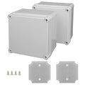 Junction Box, 4.9"x 4.9"x 3"(2 Pack) Outdoor Electrical Box with Mounting Plate, IP67 Dustproof Waterproof ABS Plastic Project Box, DIY Electrical Enclosure Gray (125x 125x 75 mm) by HoHaing