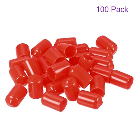 DMiotech 100 Pack 11mm ID Red Screw Thread Protectors Rubber End Caps Bolt Covers for Screw Bolt Furniture Pipe - Image 6