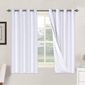 H.VERSAILTEX Linen Blackout Curtains 63 Inches Long 100% Blackout Thermal Insulated Textured Linen Look Curtain Draperies Anti-Rust Grommet, Energy Saving with White Liner, 2 Panels, Bright White by HVERSAILTEX