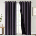NICETOWN 100% Blackout Window Curtain Panels, Greyish Purple, 2 PCs, 62" Wide Each Panel, Cold and Full Light Blocking Drapes with Black Liner for Nursery, 84 inches Drop Thermal Insulated Draperies by NICETOWN