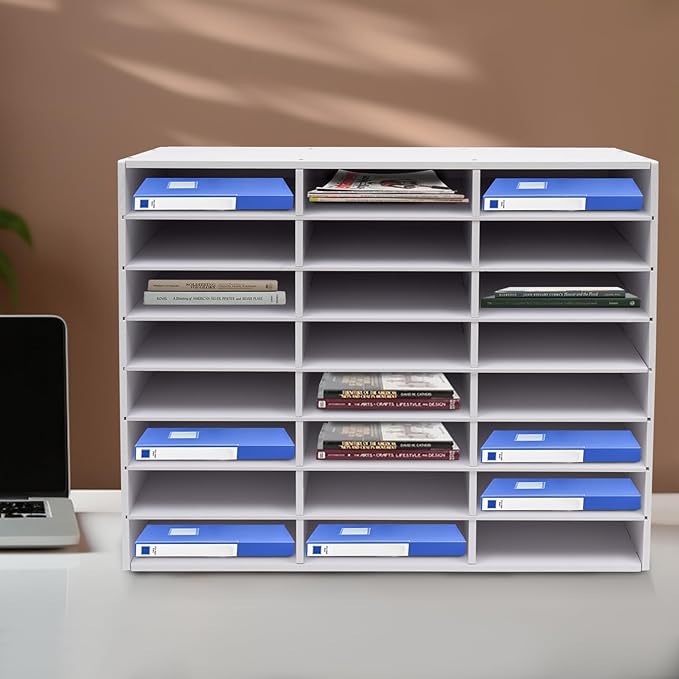 Literature Organizers 24/36Slots Mail Sorter Compartment Files Rack File Cabinet Mail Organizer Office Mailbox Storage Files Manuals Books for Office Company (BGQHQN6AWDFKH - 24 Slots - White) by AOOCHU