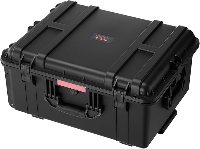 VEVOR Weatherproof Hard Case, Heavy Duty Protective Dry Box Case with Pre-Cut Foam, Wheel Retractable Pull Handles for Travel, Hunt, Military, Tactical, IP67 Waterproof Case for Camera(24.8*19.7*12.5) - Image 9