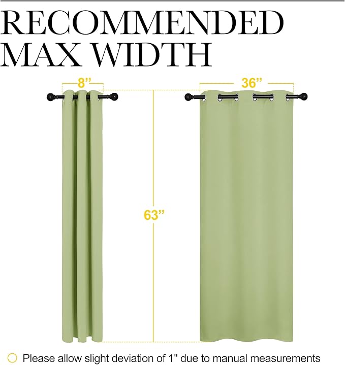 NICETOWN Curtains for Bedroom, Green Nursery Curtains Thermal Insulated, Grommet Top Blackout Drapes for Son's Room Privacy (Sage Green, 1 Pair, 42 x 63 inches) - Image 5