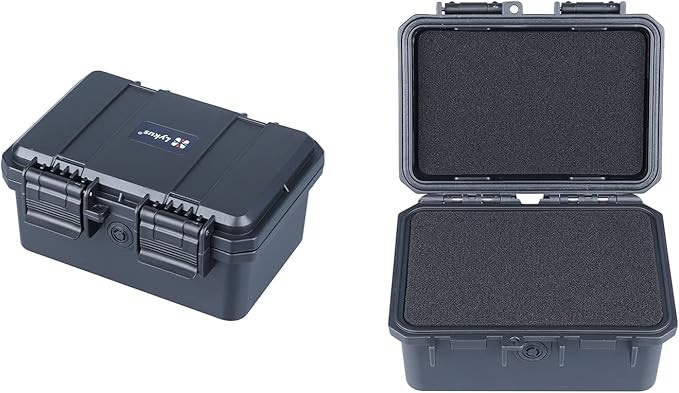 Lykus HC-1420 Mini Hard Case Dry Box with Foam Insert, Interior Size 5.5x3.5x2.7 in, IP66 Splash-Proof, Suitable for Cellphones, Tools, Small Devices and More by Lykus