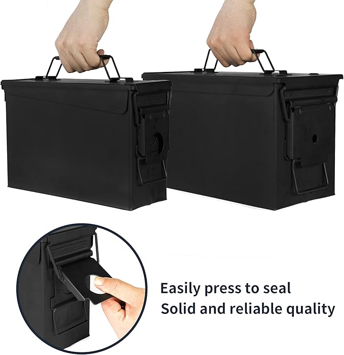 GUGULUZA Metal Ammo Can 30/50 Cal, Lockable Bullet Storage Case, Waterproof & Airtight Containers Box with Flip Top for Long-Term Storage Shotgun, Rifles, Pistols Ammunition - Image 5