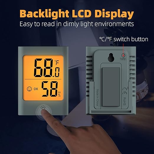 Indoor Thermometer for Home, 2pack Hygrometer Humidity Meter Humidity Sensor with Backlight for Bedroom Greenhouse Garage. - Image 3