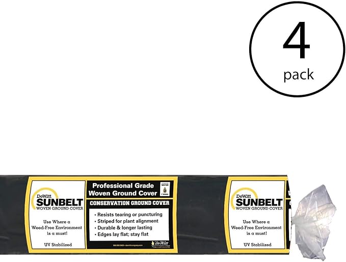 Dewitt 4-Pack Sunbelt Weed Barrier Fabric 3.2 oz, 3 x 300 Feet – Heavy-Duty Ground Cover Mat for Greenhouse Floors, Garden Rows, Raised Beds, Yard Gardening, and Outdoor Landscape Protection - Image 2