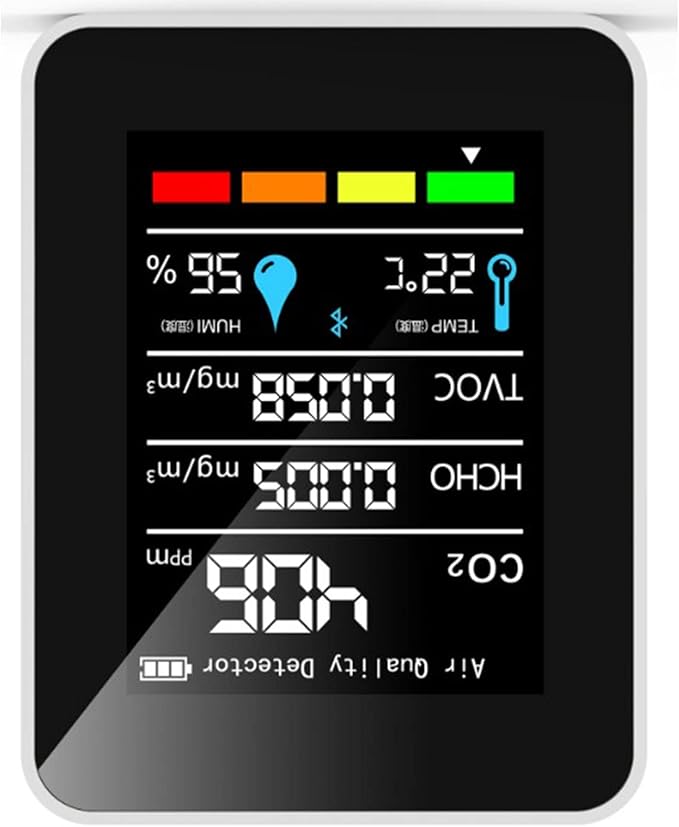 Fydun Air Quality Monitor Indoor, 5 in 1 Detector Portable Battery Operated Carbon Dioxide HCHO TVOC Temp Humi for Home, Grow Tent, Wine Cellar, Car by Fydun