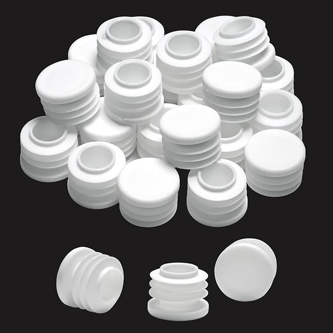13/16" (20mm) Plastic Hole Plugs White -Round Chair Leg Caps, Flush Mount Pipe Plugs, Tubing End Caps for Metal&Wood Legs Tube, Outdoor Furniture Feet caps & Table Plastic Plugs, 24 PCS by EASYEAH