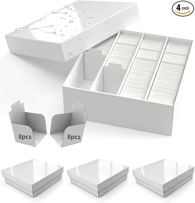 Standard Card Storage Box with Baffle and Trading Card Dividers,Trading Card Storage Box, Collectible Trading Cards (4-Pack) by XRACV