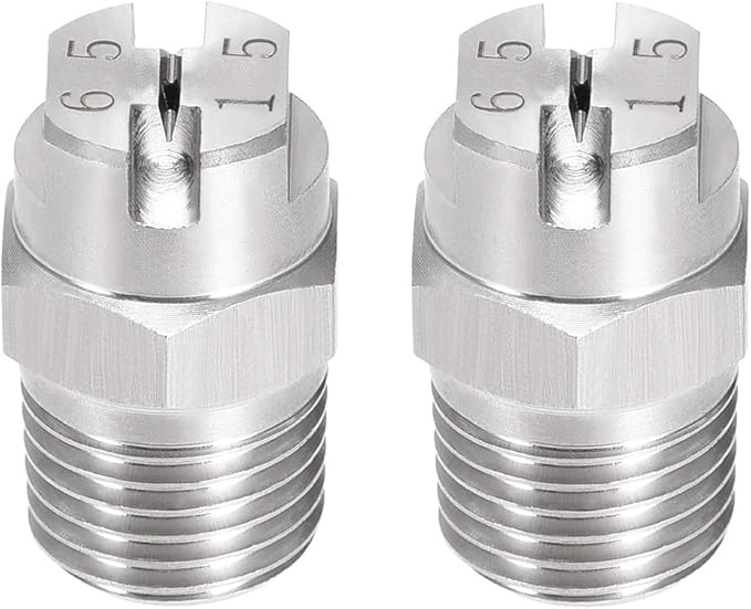 uxcell Flat Fan Spray Tip - 1/4BSPT Male Thread 304 Stainless Steel Nozzle - 65 Degree 2.4mm Orifice Diameter - 2 Pcs by uxcell