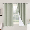 H.VERSAILTEX Linen Blackout Curtains 63 Inches Long 100% Absolutely Blackout Thermal Insulated Textured Linen Look Curtain Draperies Anti-Rust Grommet, Energy Saving with White Liner, 2 Panels, Sage by HVERSAILTEX