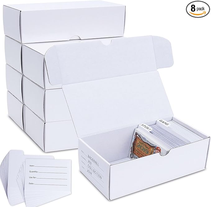 Trading-Card Storage Box, 8-Pack • 400 Count Corrugated Cardboard Storage Box with dividers & labels for TCG/Magic/Mtg storage and Collection, Horizontal by Leyzan