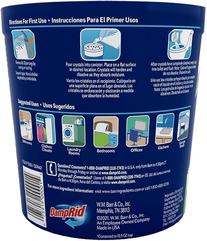 Damp Rid Refillable Moisture Absorber – Fresh Scent Humidity Absorber & Odor Absorber with 11oz Cup and 44oz Refill Bag, Cleaner Air for Closet & Bathroom – ILIOS Packaging - Image 5