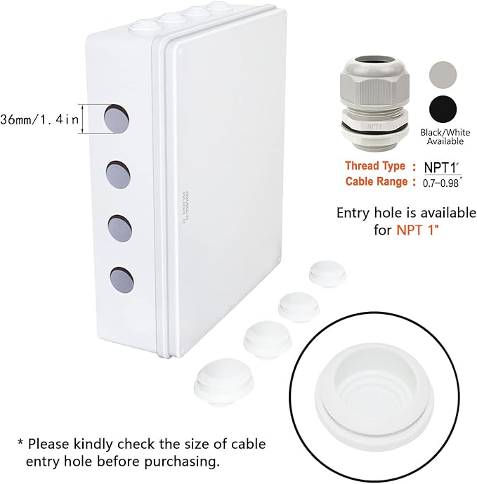LeMotech ABS Plastic Dustproof Waterproof IP65 Junction Box Universal Electrical Project Enclosure White 15.7 x 13.8 x 4.7 inch (400 x 350 x 120 mm) - Image 5