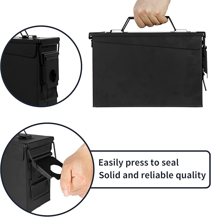 GUGULUZA Metal Ammo Can 30/50 Cal, Lockable Bullet Storage Case, Waterproof & Airtight Containers Box with Flip Top for Long-Term Storage Shotgun, Rifles, Pistols Ammunition - Image 5