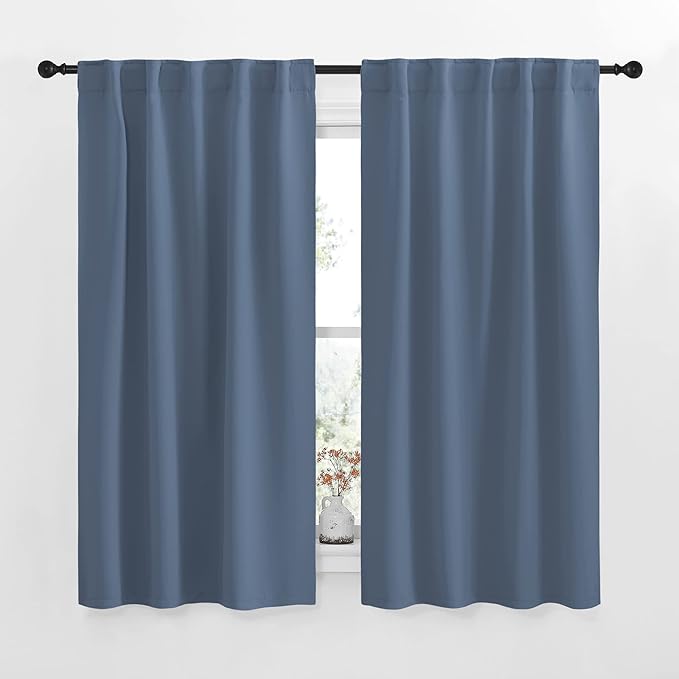 NICETOWN Blackout Curtains Window Panel Drapes - (Stone Blue Color) W42 x L63, 2 Panels, Home Decoration Light Blocking Thermal Insulated Blackout Rod Pocket & Back Loop Draperies for Living Room by NICETOWN