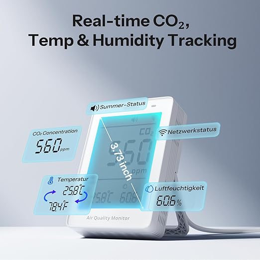 SONOFF AirGuard CO2, Smart Indoor Air Quality Monitor, Matter Compatible, 2.4GHz WiFi, Carbon Dioxide Detector for CO2/Temp/Humidity, Real-Time Display & Alarm, for Bedroom, Nusery Room - Image 4