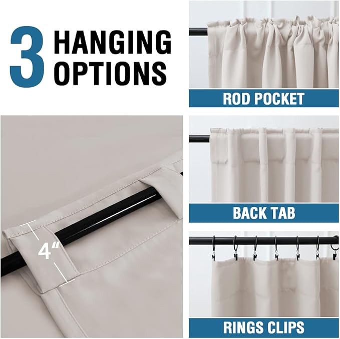 H.VERSAILTEX Blackout Curtains Thermal Insulated Window Treatment Panels Room Darkening Blackout Drapes for Living Room Back Tab/Rod Pocket Bedroom Draperies (2 Panels, Stone, 42 x 84 Inch) - Image 9