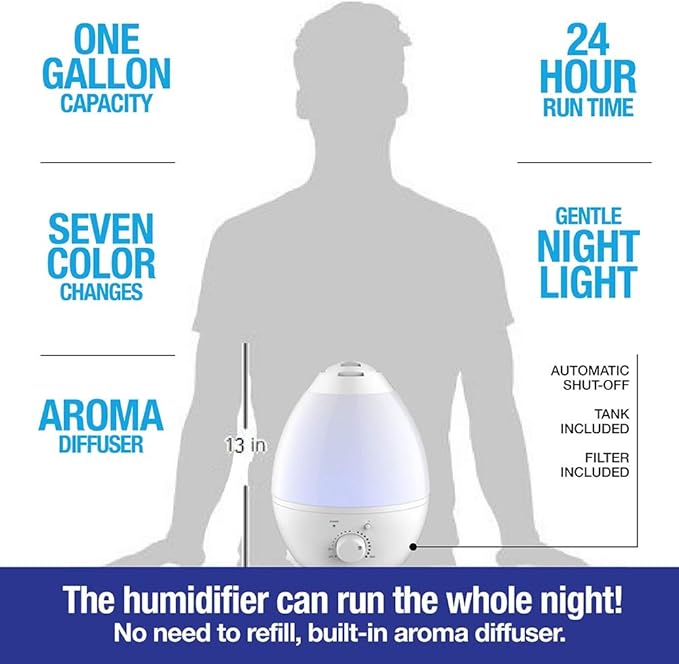Bell+howell 7 Led Color Changing Humidifer With Aroma Diffuser, 3.8 lb - Image 3