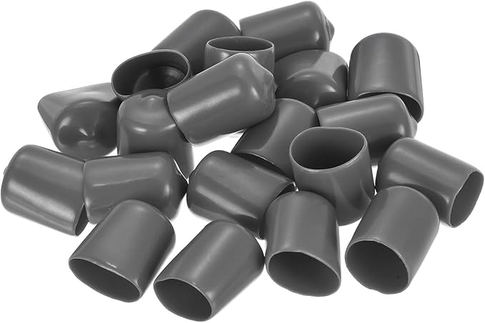 uxcell 20pcs Rubber End Caps 15mm ID Vinyl PVC Round Tube Bolt Cap Cover Screw Thread Protectors Dark Grey - Image 4