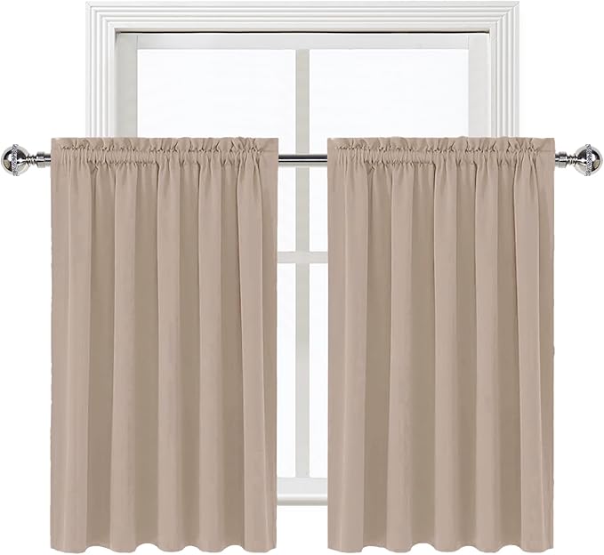 DWCN Blackout Curtains for Living Room Thermal Insulated, Energy Saving & Noise Reducing Bedroom Curtains, Camel, W 60x L 36 Inch, Set of 2 Rod Pocket Curtain Panels - Image 9