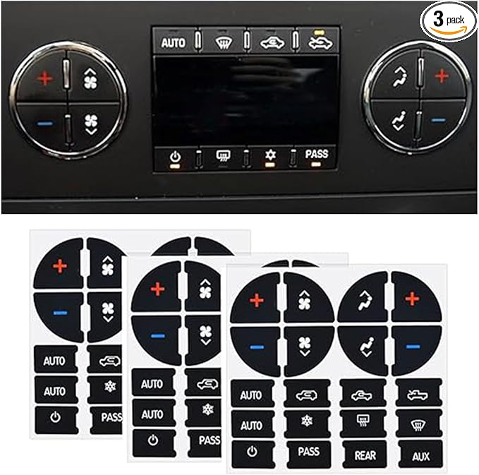 AC Dash Button Repair Decal Stickers, Repair for Ruined Faded A/C Control Buttons Car Fixing Decal Replacement Compatible with Most Vehicles - Car Truck SUV Accessories by JOYCOURT